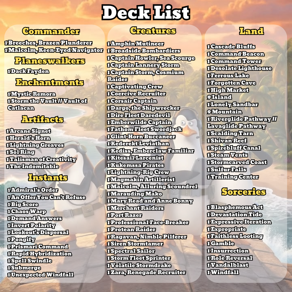Penguins of Madagascar MTG Proxy Commander Deck
