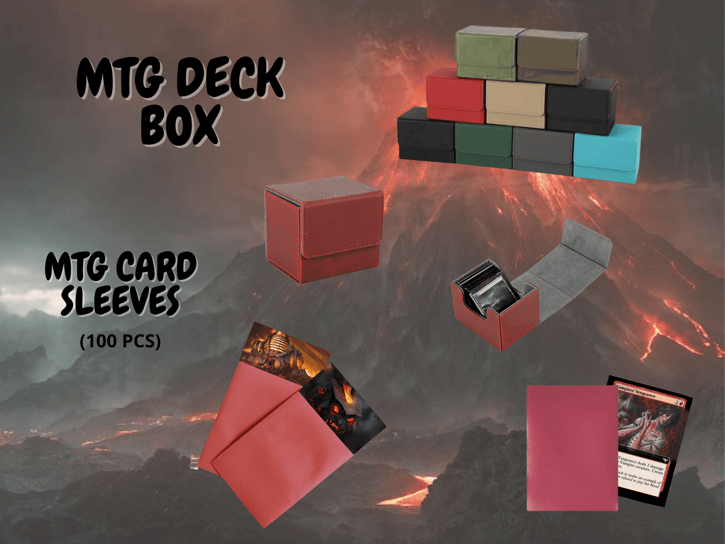 Ember Anvil MTG Proxy Commander Deck with MTG deck box and card sleeves for high quality mtg proxies
