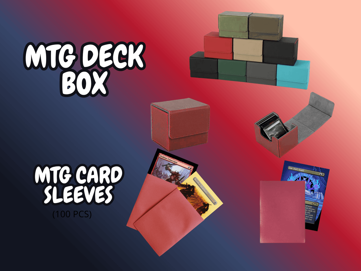MTG Deck Box and Card Sleeves (100 PCS) for organizing Magic: The Gathering cards effectively.