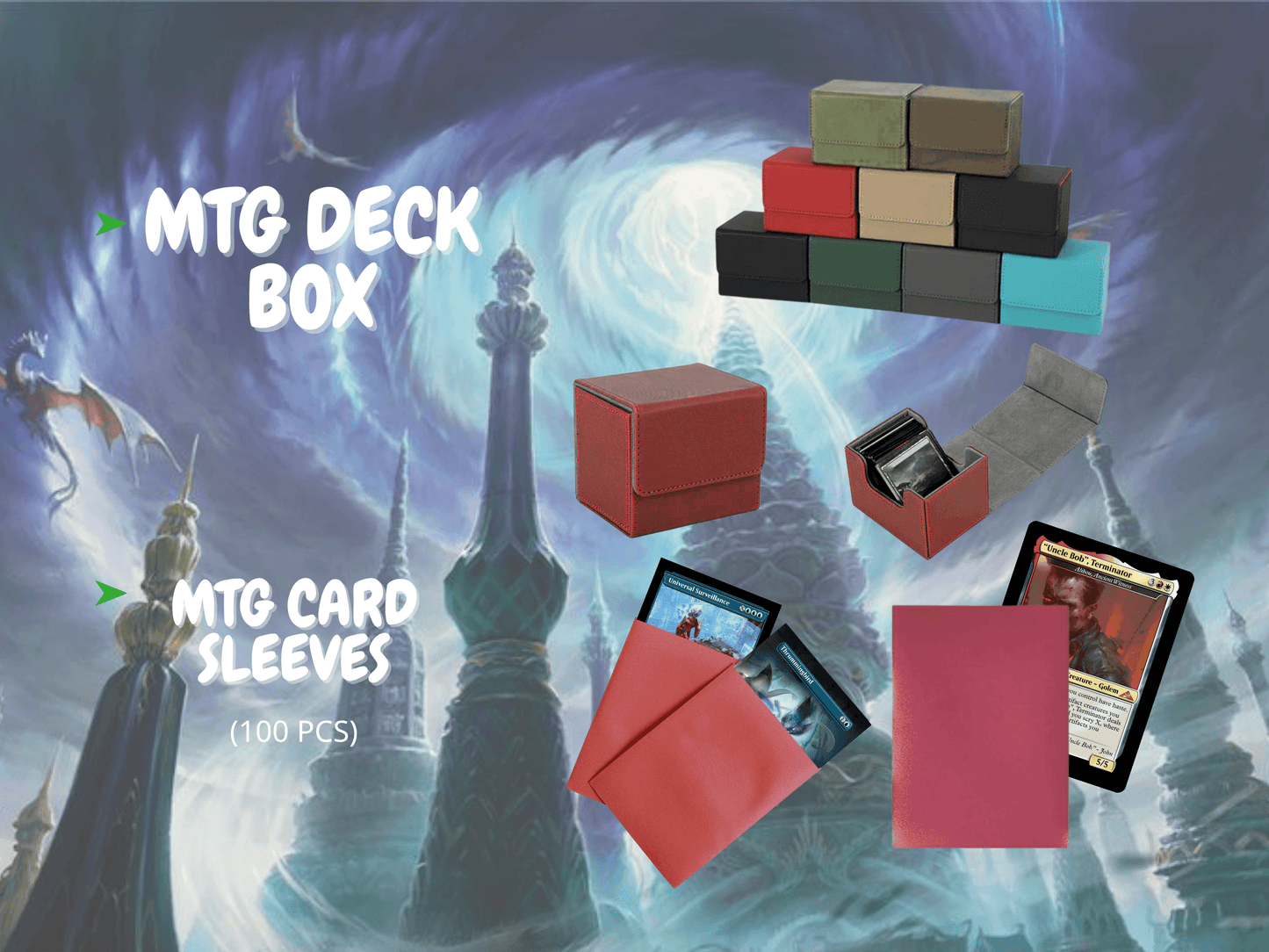 MTG Deck Box and MTG Card Sleeves for Magic: The Gathering gameplay accessories