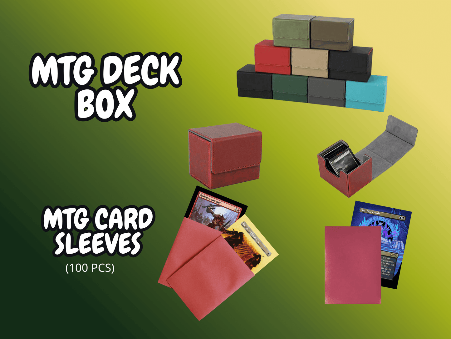 MTG Deck Box and MTG Card Sleeves (100 PCS) for organizing and protecting your Magic: The Gathering cards.