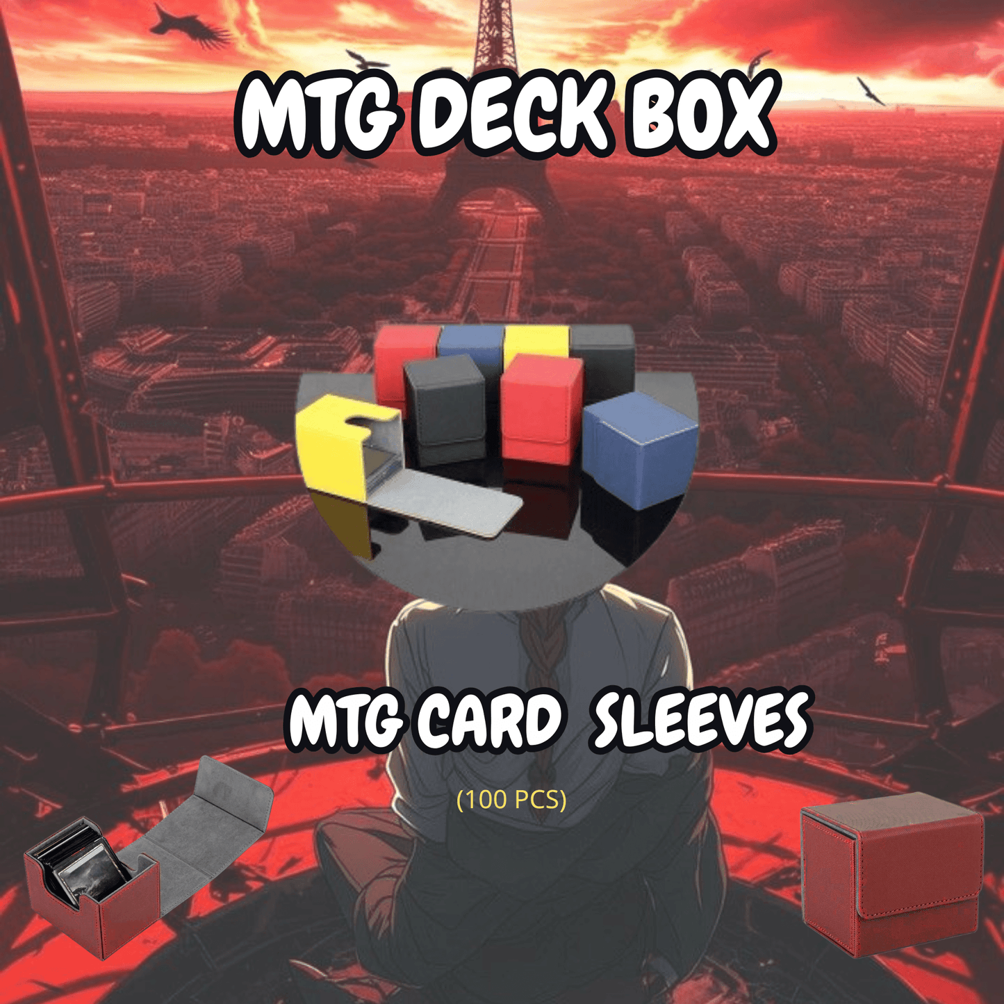 Chainsaw Man MTG Commander Deck with colorful MTG deck box and card sleeves for a complete gaming experience.