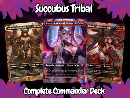 Succubus Tribal Magic Commander deck cards with fantasy demon female characters