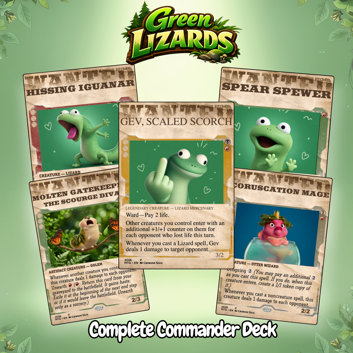 Green Lizards MTG Proxy Commander Deck