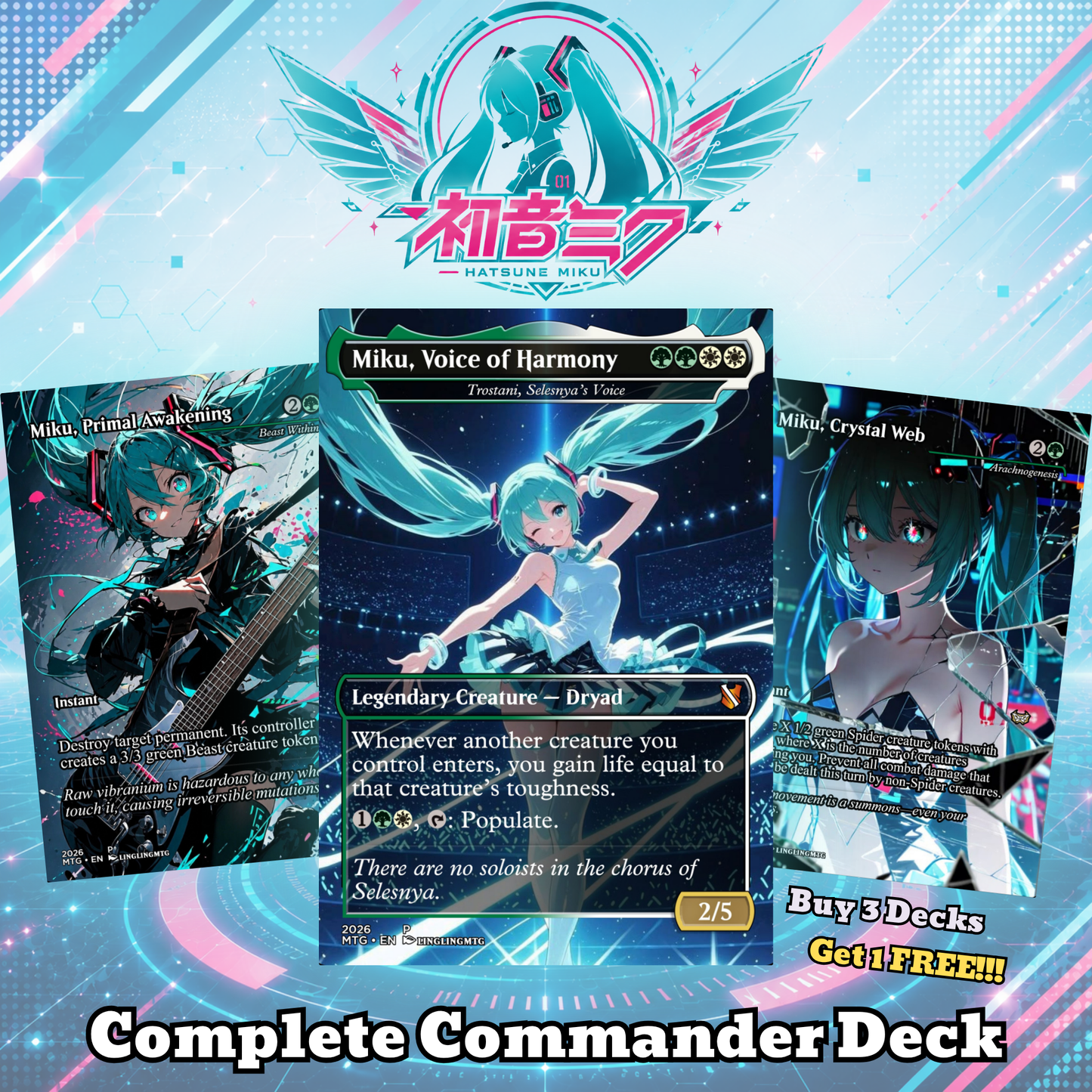 Hatsune Miku MTG Proxy Commander Deck