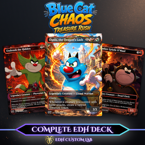 Blue Cat Chaos Treasure Rush MTG Proxy Commander Deck
