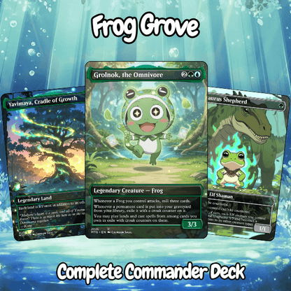 Frog Grove MTG Proxy Commander Deck showcasing Grolnok, the Omnivore and Magic proxies for gaming.