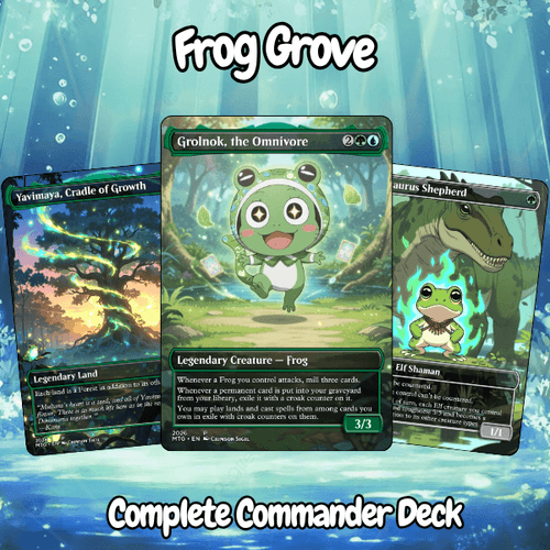 Frog Grove MTG Proxy Commander Deck showcasing Grolnok, the Omnivore and Magic proxies for gaming.
