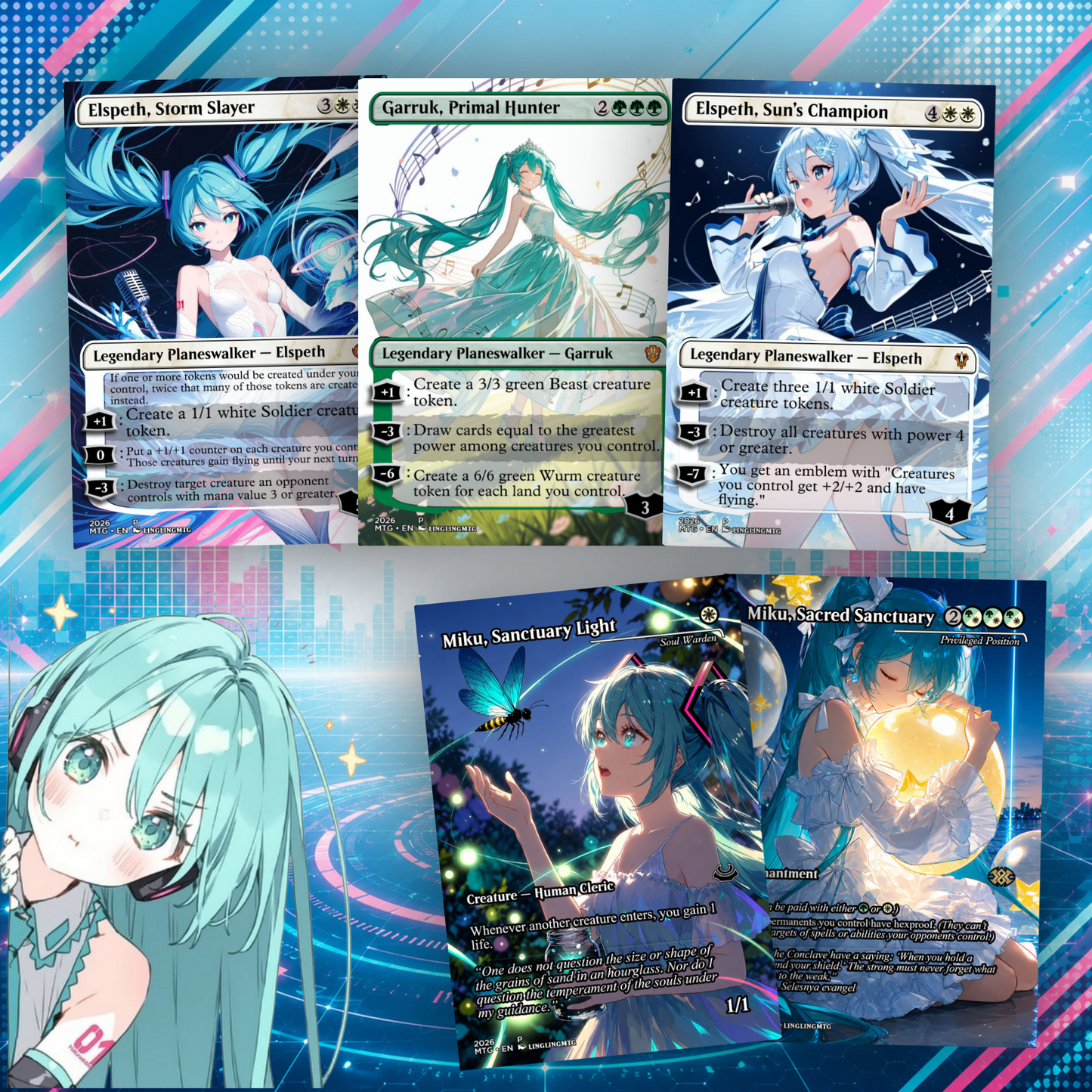 Hatsune Miku MTG Proxy Commander Deck