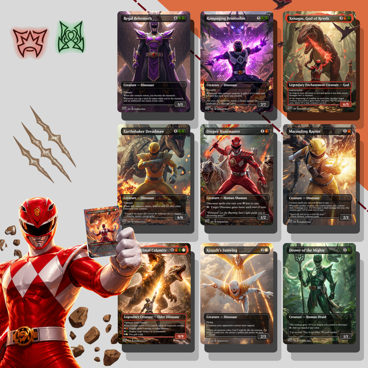 Dino Ranger Force MTG Proxy Commander Deck