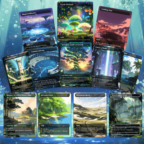 Frog Grove MTG Proxy Commander Deck with high quality MTG proxies and unique land cards showcased in a vibrant design.