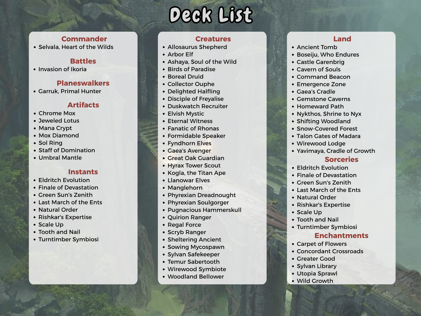Selvala Brostorm MTG Proxy Commander Deck