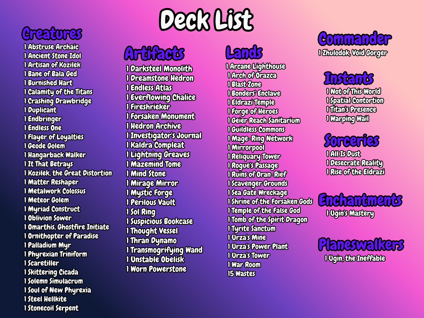 Void Titan Ascendancy MTG Proxy Commander Deck