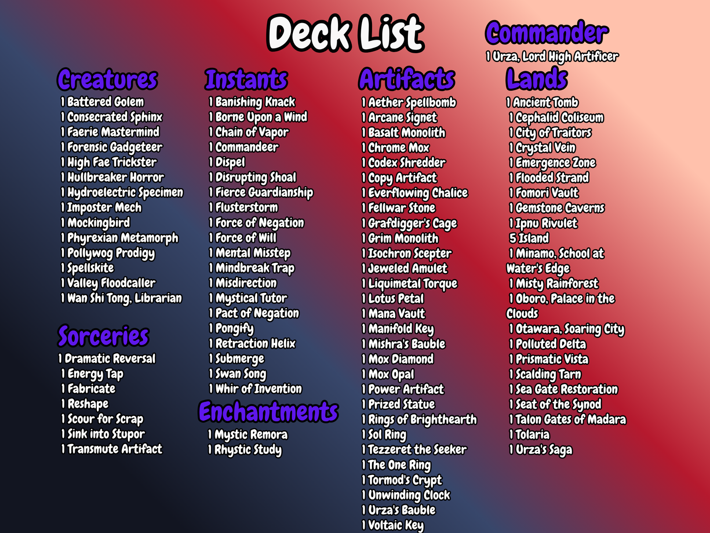 Power Scepter Engine MTG Proxy Commander Deck