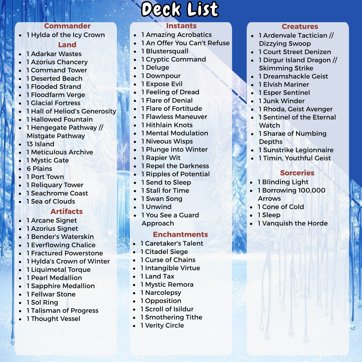 Frozen MTG Proxy Commander Deck