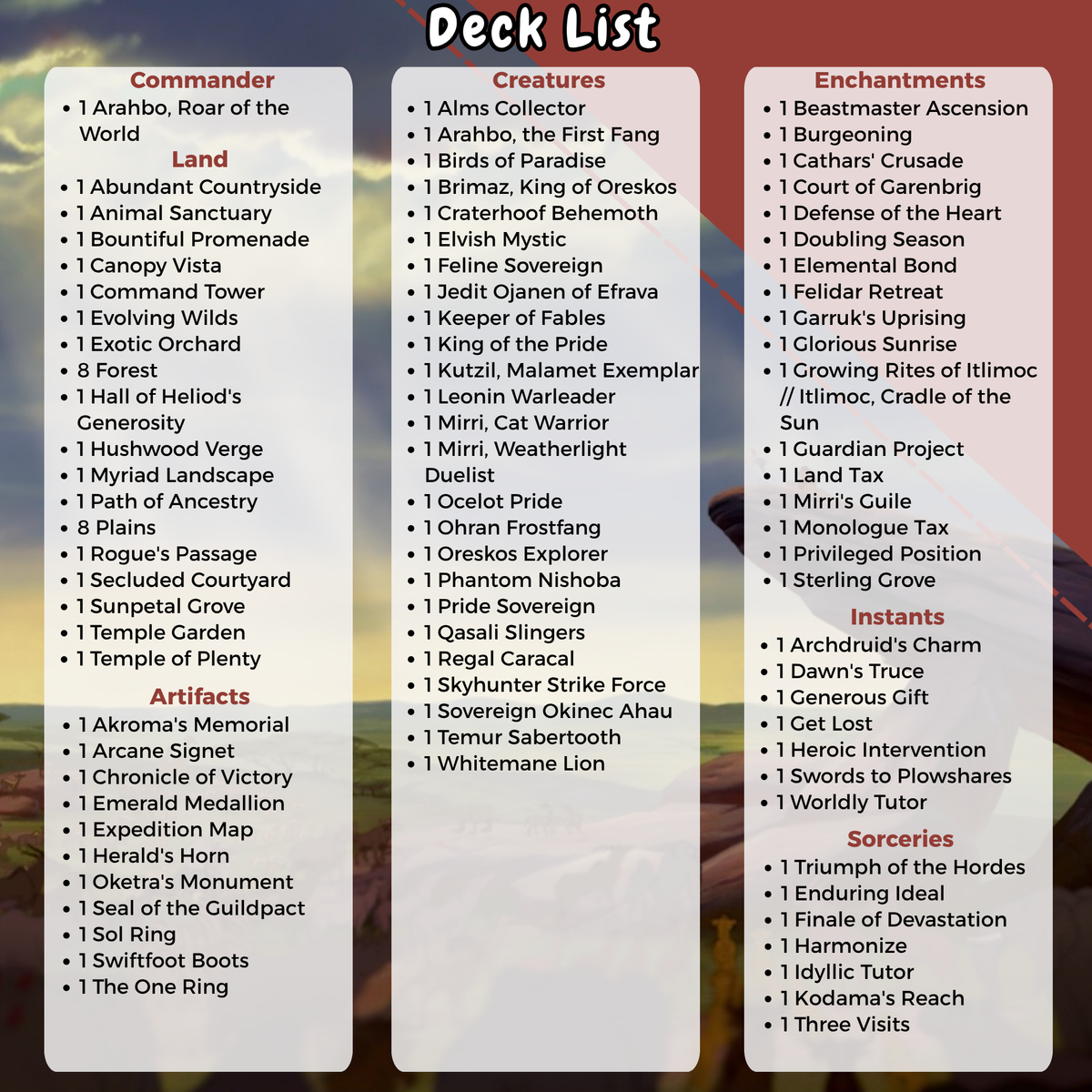 The Lion King MTG Proxy Commander Deck
