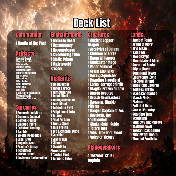 Heaven Fire Cataclysm MTG Proxy Commander Deck
