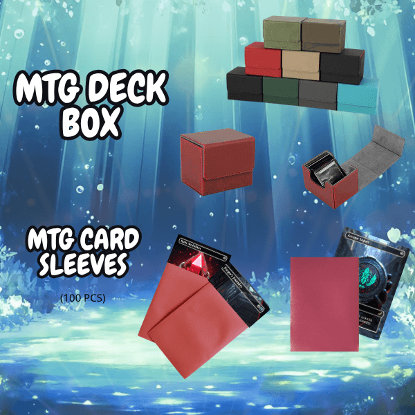 Frog Grove MTG Proxy Commander Deck with MTG card sleeves and deck box in a magical setting.